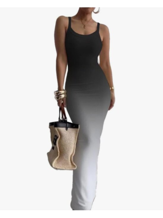 Dresses & Skirts - Black Gradient Sleeveless Bodycon Maxi Dress